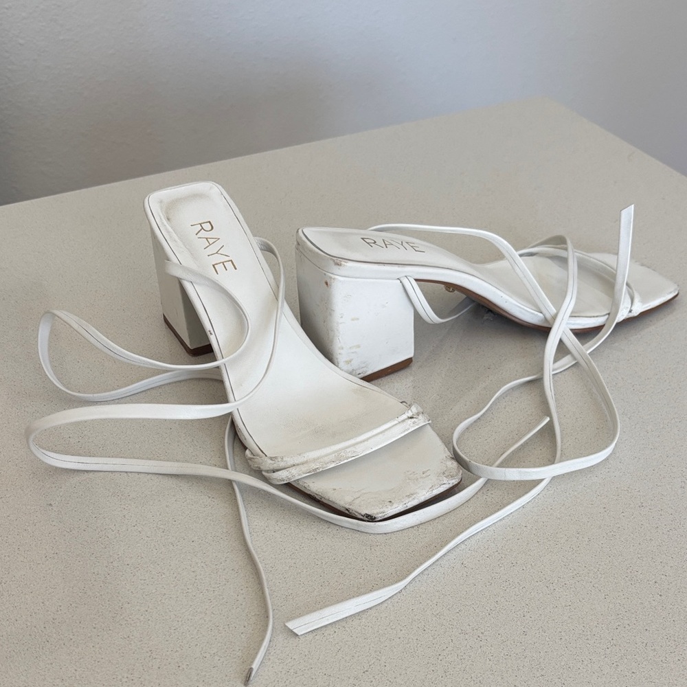 Raye // White Strappy Block Sandals